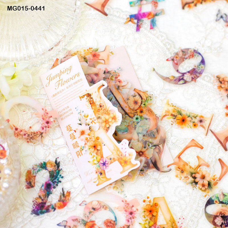 Mg015-0441 Floral Leeter Paper Sticker 80Pc