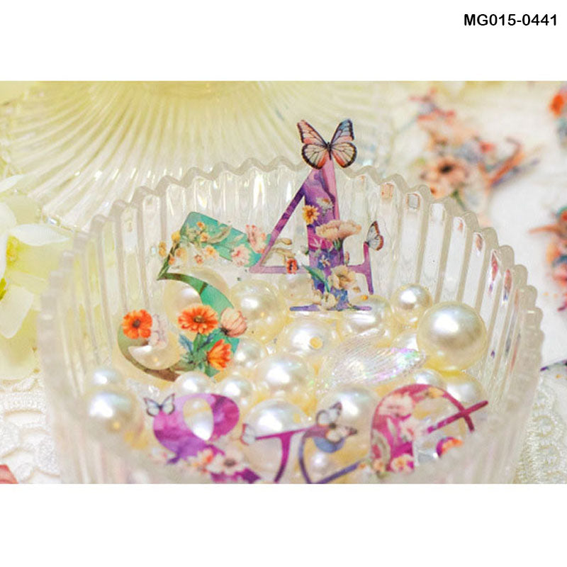 Mg015-0441 Floral Leeter Paper Sticker 80Pc
