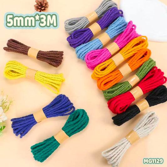 Gift To Love | Jute Thread | Size : 3 Mm | Pcs : 12 Color 10 Mtr | Code : MG1129