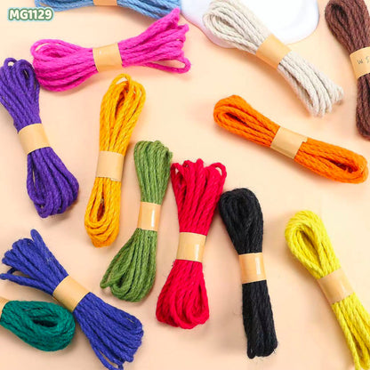 Gift To Love | Jute Thread | Size : 3 Mm | Pcs : 12 Color 10 Mtr | Code : MG1129