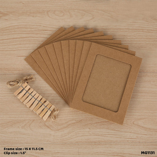 Gift To Love | Hanging Photo Frame Kit | Color : Brown | Pcs : 10 Pc | Code : MG1131