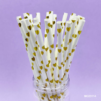 Gift To Love | Paper Straw Foiled Heart | Pcs : 25 Pcs | Code : MG23114