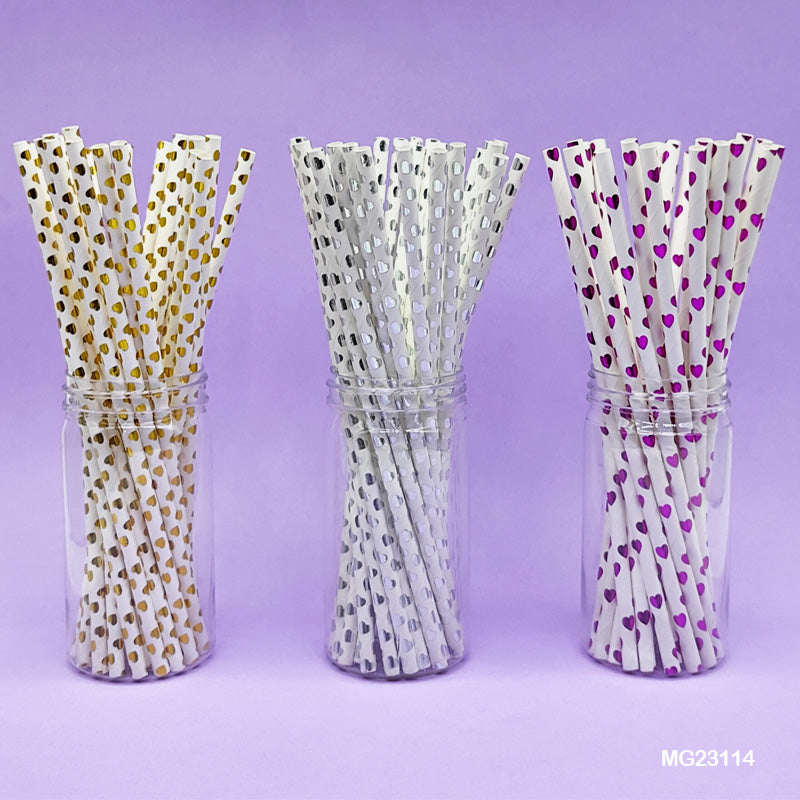 Gift To Love | Paper Straw Foiled Heart | Pcs : 25 Pcs | Code : MG23114