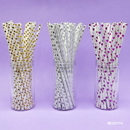 Gift To Love | Paper Straw Foiled Heart | Pcs : 25 Pcs | Code : MG23114