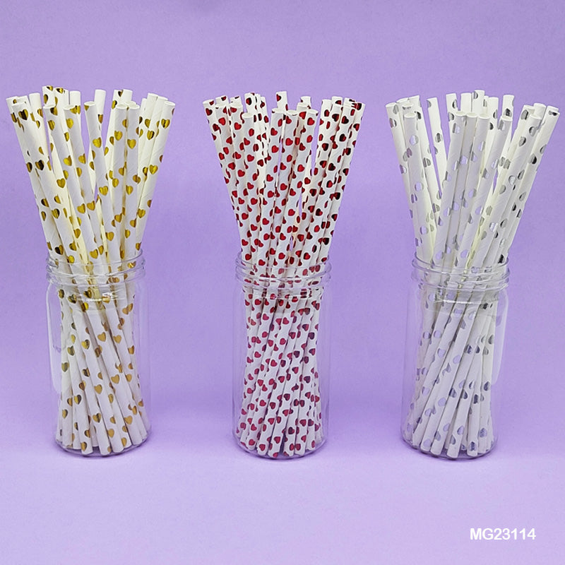 Gift To Love | Paper Straw Foiled Heart | Pcs : 25 Pcs | Code : MG23114