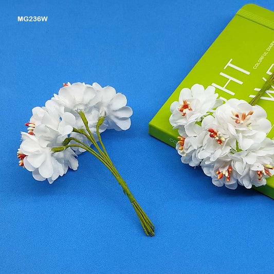 Gift To Love | Cloth Flower | Color : White | Pcs : 72 Pcs | Code : MG236W