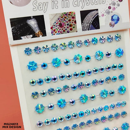 Gift To Love | Gem Stones Stay Crystal Flower Sticker | Pcs : 1 Strip | Code : MG24613