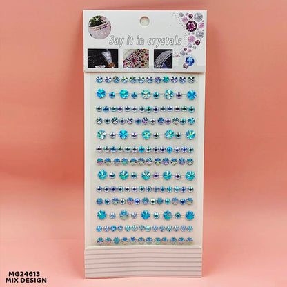 Gift To Love | Gem Stones Stay Crystal Flower Sticker | Pcs : 1 Strip | Code : MG24613
