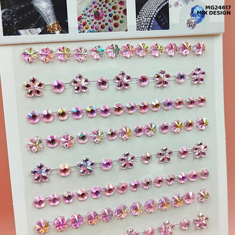 Gift To Love | Gem Stones Stay Crystal Flower Strip Sticker | Code : MG24617