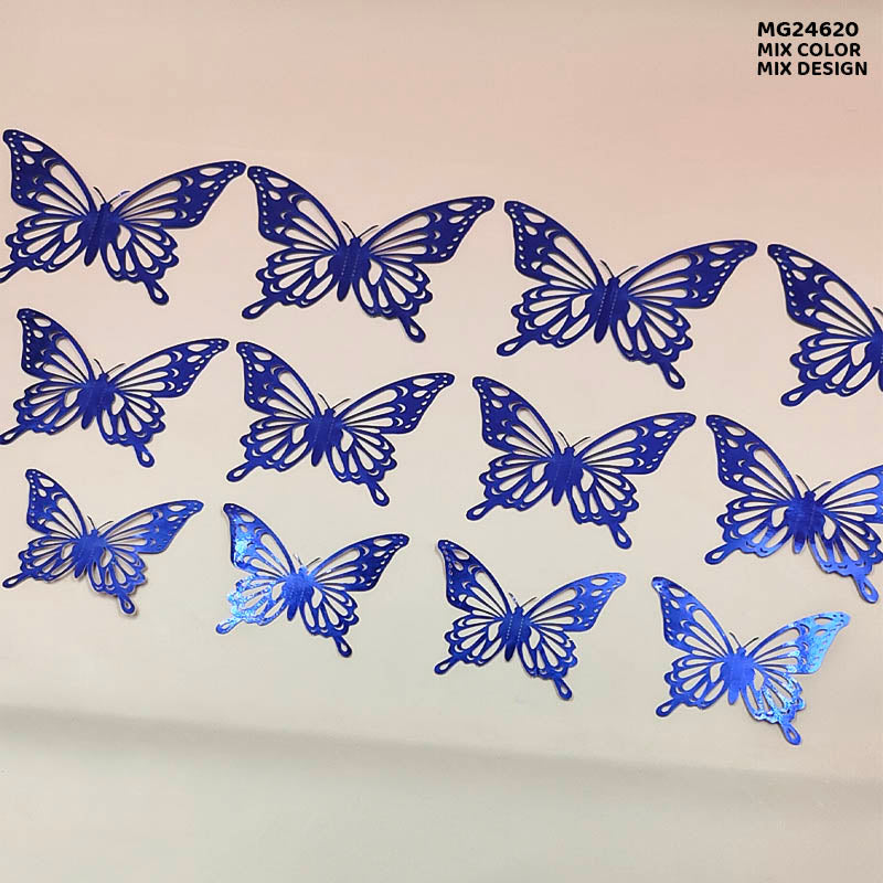Gift To Love | 3D Butterfly Metallic Glitter Sticker | Pcs : 12 Pcs | Code : MG24620