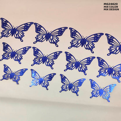 Gift To Love | 3D Butterfly Metallic Glitter Sticker | Pcs : 12 Pcs | Code : MG24620