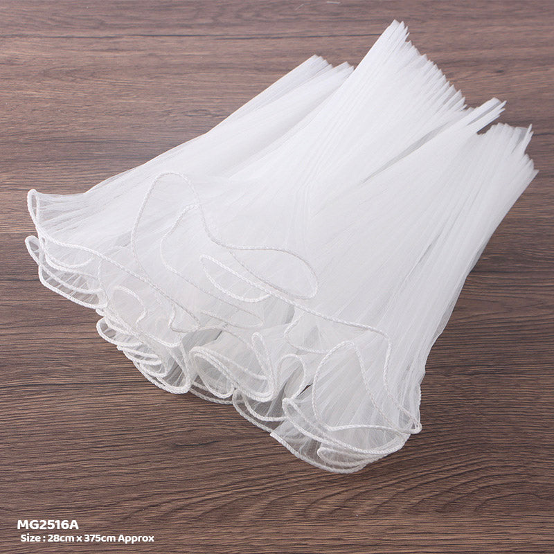 Gift To Love | Wrapping Paper Net Wrinkled With Border | Color : White | Size : 28 Cm X 375 Cm | Code : MG2516A