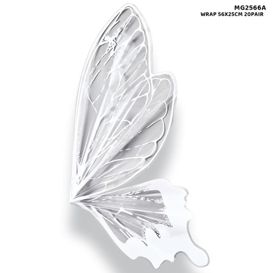 Gift To Love | Butterfly Wing Flower Wrap | Color : White | Size : 56 Cm X 25 Cm | Pcs : 20 Pair | Code : MG2566A