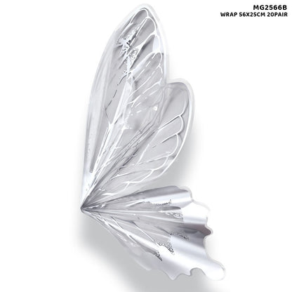 Gift To Love | Butterfly Wing Flower Wrap | Color : Silver | Size : 56 Cm X 25 Cm | Pcs : 20 Pair | Code : MG2566B