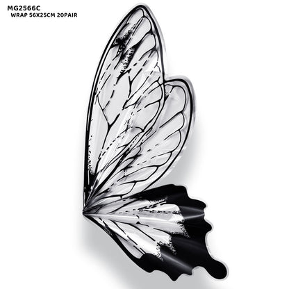 Gift To Love | Butterfly Wing Flower Wrap | Color : Black | Size : 56 Cm X 25 Cm | Pcs : 20 Pair | Code : MG2566C