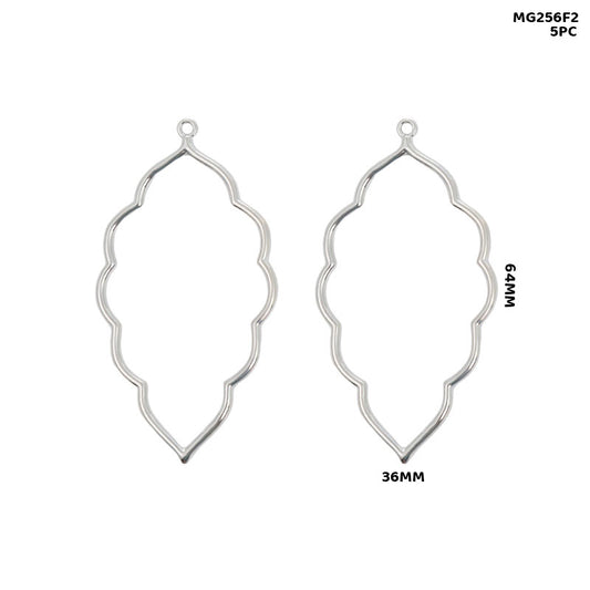 Gift To Love | Bezels Leaf Shape | Color : Silver | Pcs : 5 Pcs | Code : MG256F2