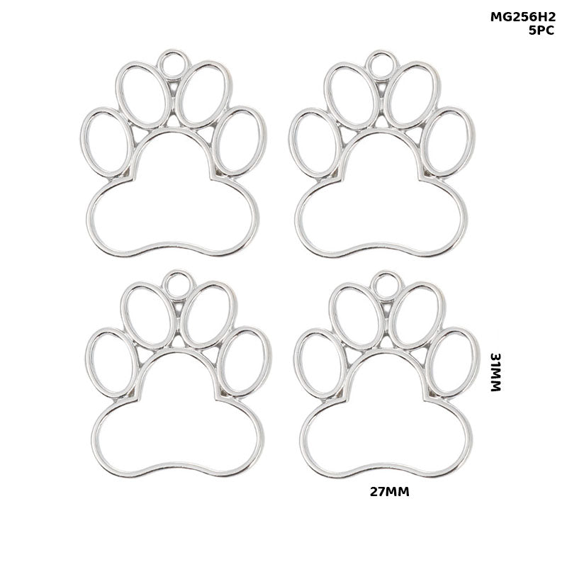 Gift To Love | Bezels Paw Shape | Color : Silver | Pcs : 5 Pcs | Code : MG256H2