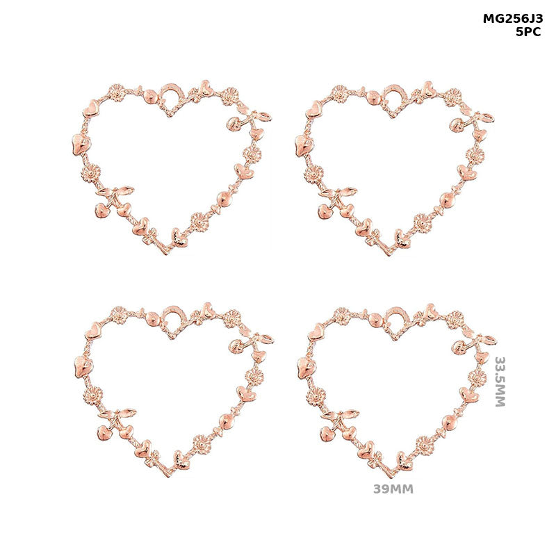 Gift To Love | Bezels Designer Heart Shape | Color : Rose Gold | Pcs : 5 Pcs | Code : MG256J3