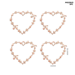 Gift To Love | Bezels Designer Heart Shape | Color : Rose Gold | Pcs : 5 Pcs | Code : MG256J3