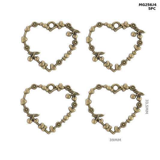Gift To Love | Bezels Designer Heart Shape | Color : Copper | Pcs : 5 Pcs | Code : MG256J4