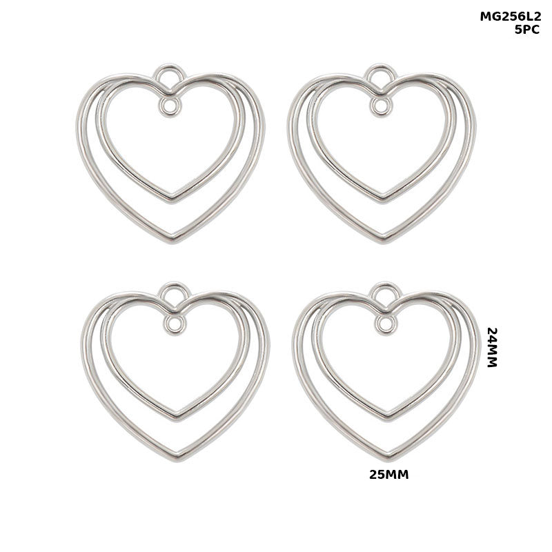 Gift To Love | Bezels Heart Shape | Color : Silver | Pcs : 5 Pcs | Code : MG256L2