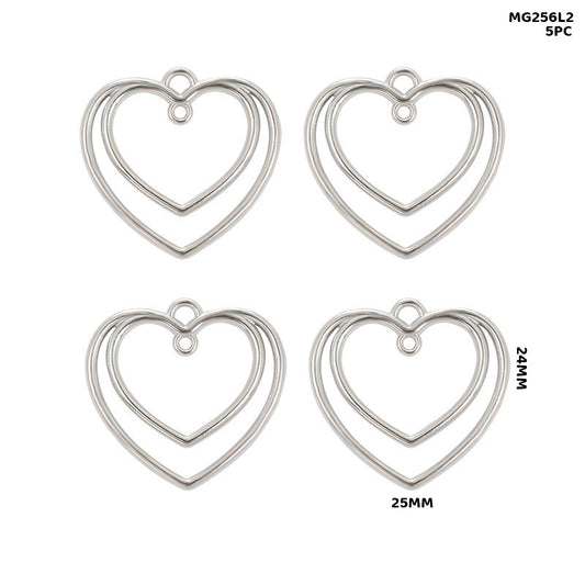 Gift To Love | Bezels Heart Shape | Color : Silver | Pcs : 5 Pcs | Code : MG256L2