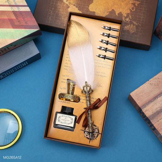 Gift To Love | Feather Ink Pen Box Set | Color : Gold | Code : MG265A12