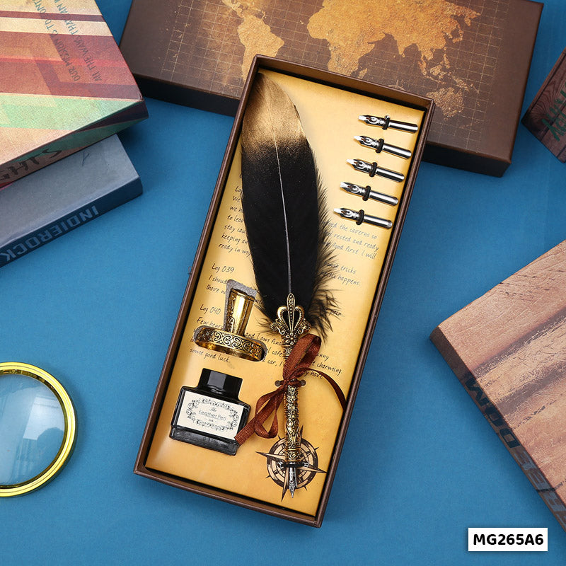 Gift To Love | Feather Ink Pen Box Set | Color : Gold | Code : MG265A6