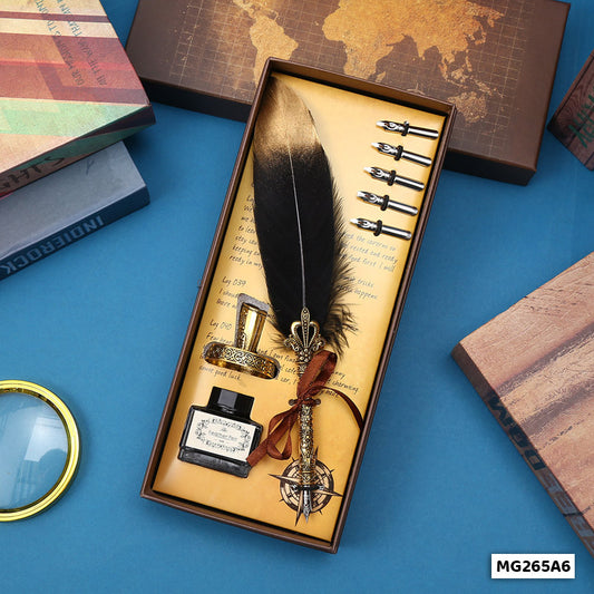Gift To Love | Feather Ink Pen Box Set | Color : Gold | Code : MG265A6