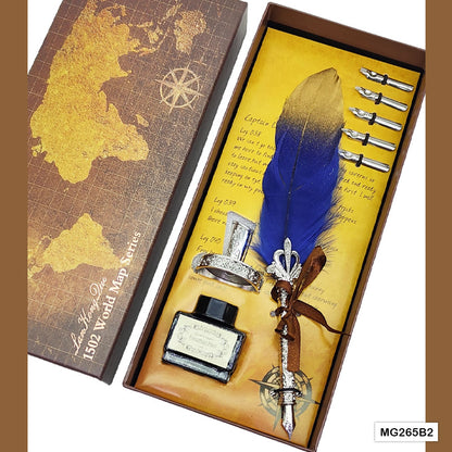 Gift To Love | Feather Ink Pen Box Set | Color : Silver | Code : MG265B2