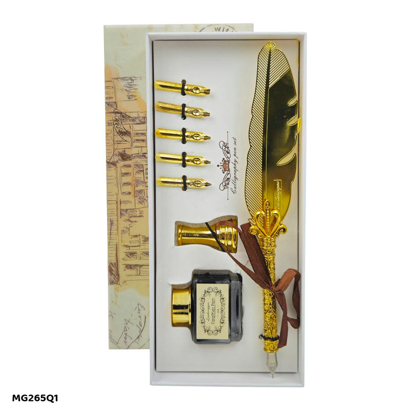 Gift To Love | Feather Fountain Pen Box Set | Color : Golden | Code : MG265Q1