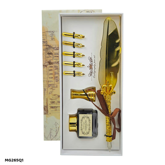 Gift To Love | Feather Fountain Pen Box Set | Color : Golden | Code : MG265Q1