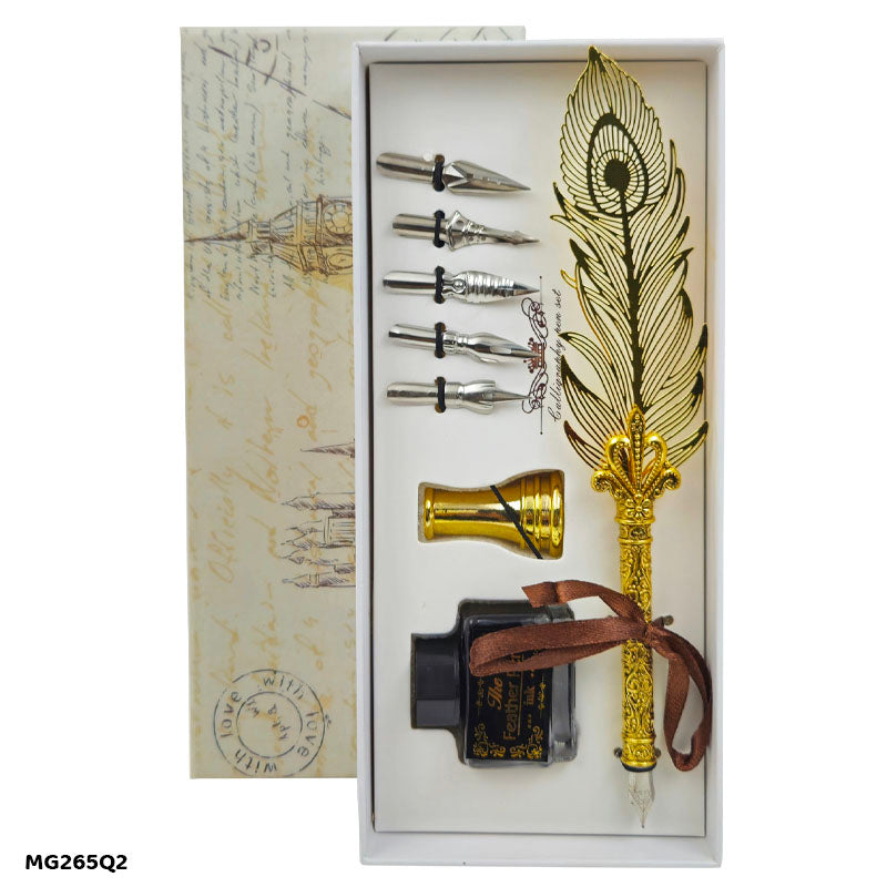 Gift To Love | Feather Fountain Pen Box Set | Color : Golden | Code : MG265Q2