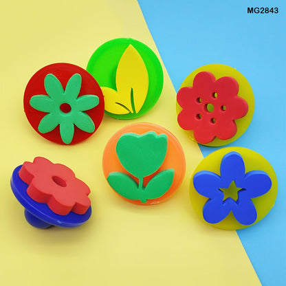 Gift To Love | Foam Stamp Round Knob Plastic Handle | Pcs : 6 Pcs | Code : MG2843
