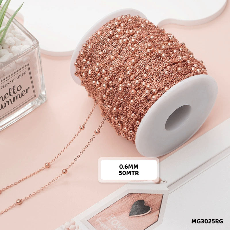 Gift To Love | Chain | Color : Rose Gold | Size : 0.6 Mm | Pcs : 50 Mtr | Code : MG3025RG