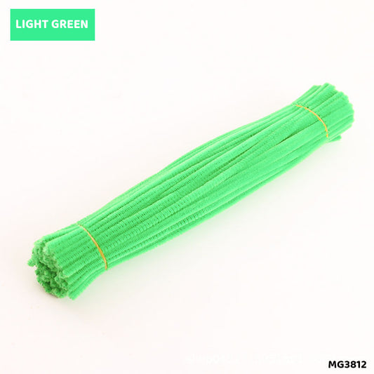 Gift To Love | Craft Pipe Cleaner Chenille Stem Soft Fuzzy Wire | Color : Green | Size : 7 Mm X 30 Cm | Pcs : 100 Pcs | Code : MG3812