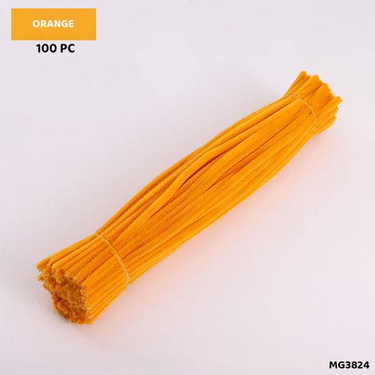 Gift To Love | Craft Pipe Cleaner | Color : Orange | Size : 7 Mm X 30 Cm | Pcs : 100 Pcs | Code : MG3824