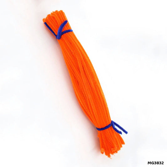 Gift To Love | Craft Pipe Cleaner | Color : Neon Orange | Size : 7 Mm X 30 Cm | Pcs : 100 Pcs | Code : MG3832