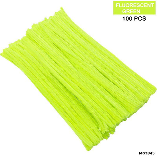 Gift To Love | Craft Pipe Cleaner | Color : Fluorescent Green | Size : 7 Mm X 30 Cm | Pcs : 100 Pcs | Code : MG3845