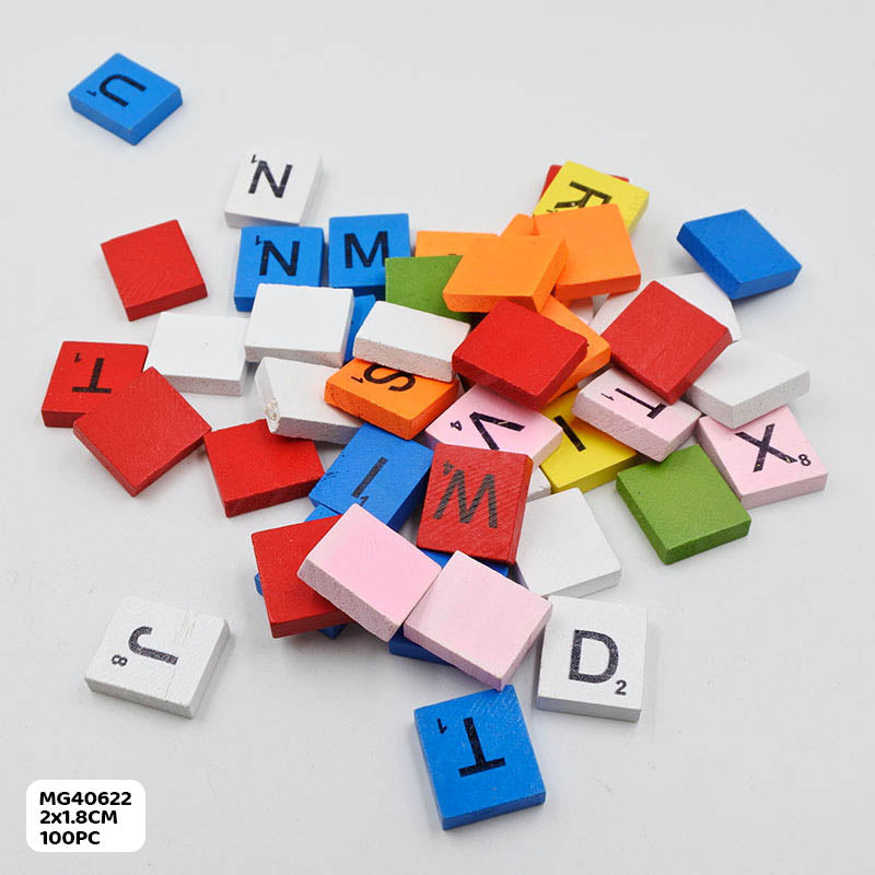 Gift To Love | Wood Alphabet Block | Color : Colored | Size : 2 X 1.8 Cm | Pcs : 100 Pc | Code : MG40622
