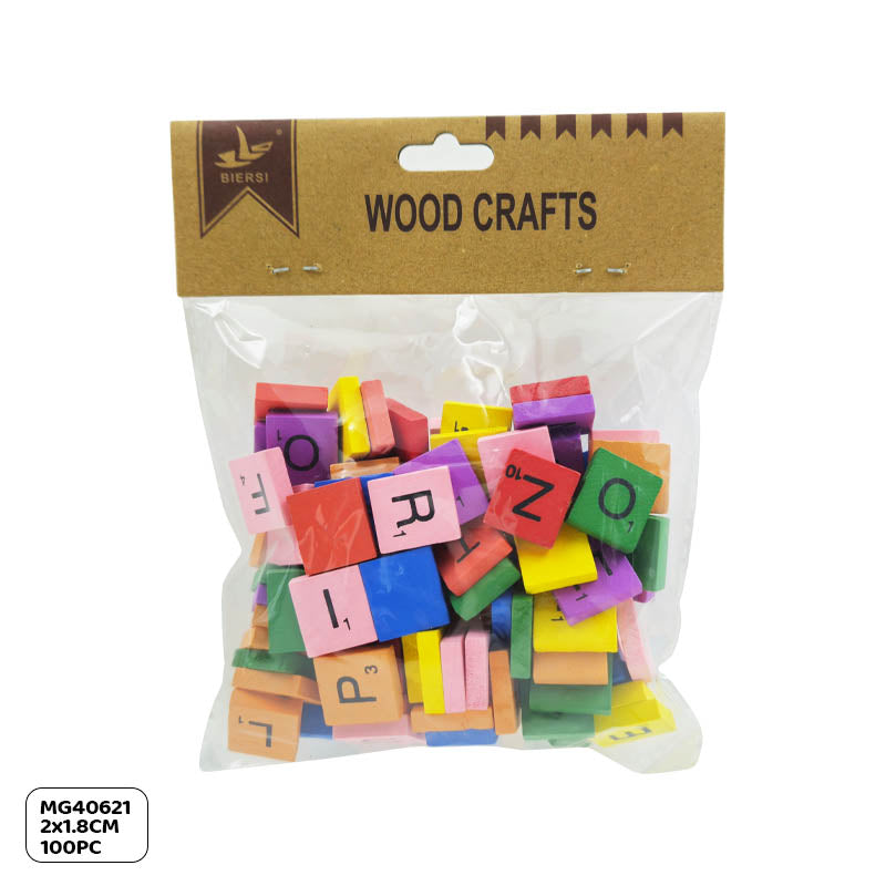 Gift To Love | Wood Alphabet Block | Color : Colored | Size : 2 X 1.8 Cm | Pcs : 100 Pc | Code : MG40622