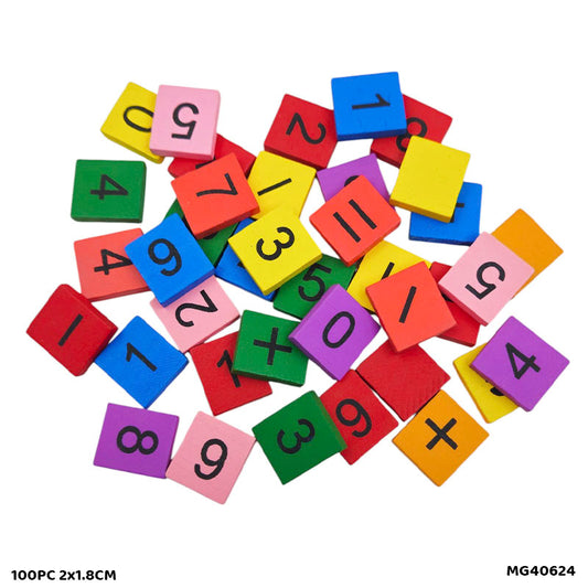Gift To Love | Wood Number Block | Color : Colored | Size : 2 X 1.8 Cm | Pcs : 100 Pc | Code : MG40624