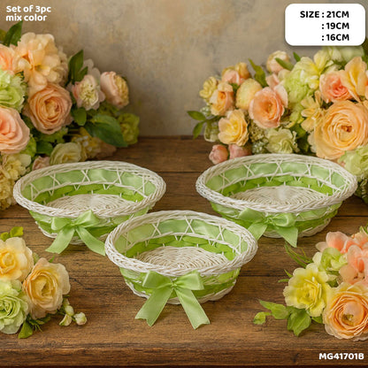 Gift To Love | Wicker Decoration Basket | Size : Round | Pcs : Set Of 3 Pc | Code : MG41701B