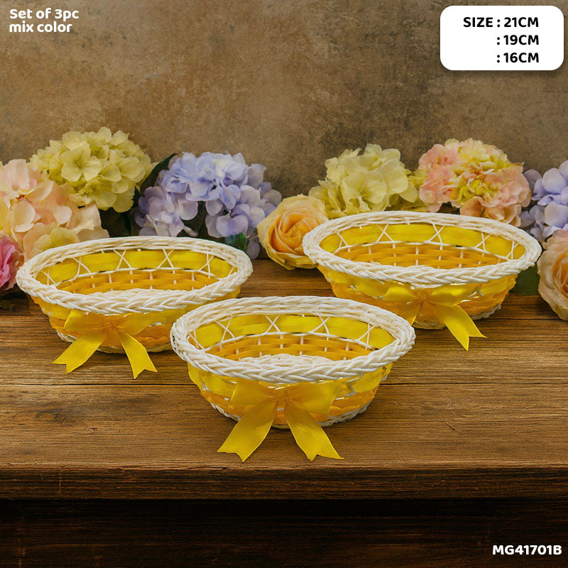 Gift To Love | Wicker Decoration Basket | Size : Round | Pcs : Set Of 3 Pc | Code : MG41701B