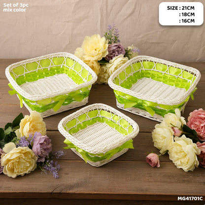 Gift To Love | Wicker Decoration Basket | Size : Square | Pcs : Set Of 3 Pc | Code : MG41701C