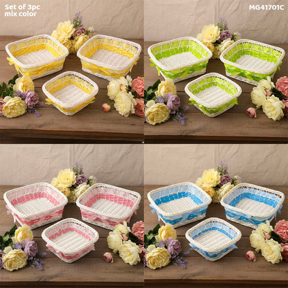 Gift To Love | Wicker Decoration Basket | Size : Square | Pcs : Set Of 3 Pc | Code : MG41701C