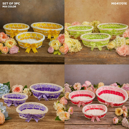 Gift To Love | Wicker Decoration Basket | Size : Oval | Pcs : Set Of 3 Pc | Code : MG41701E