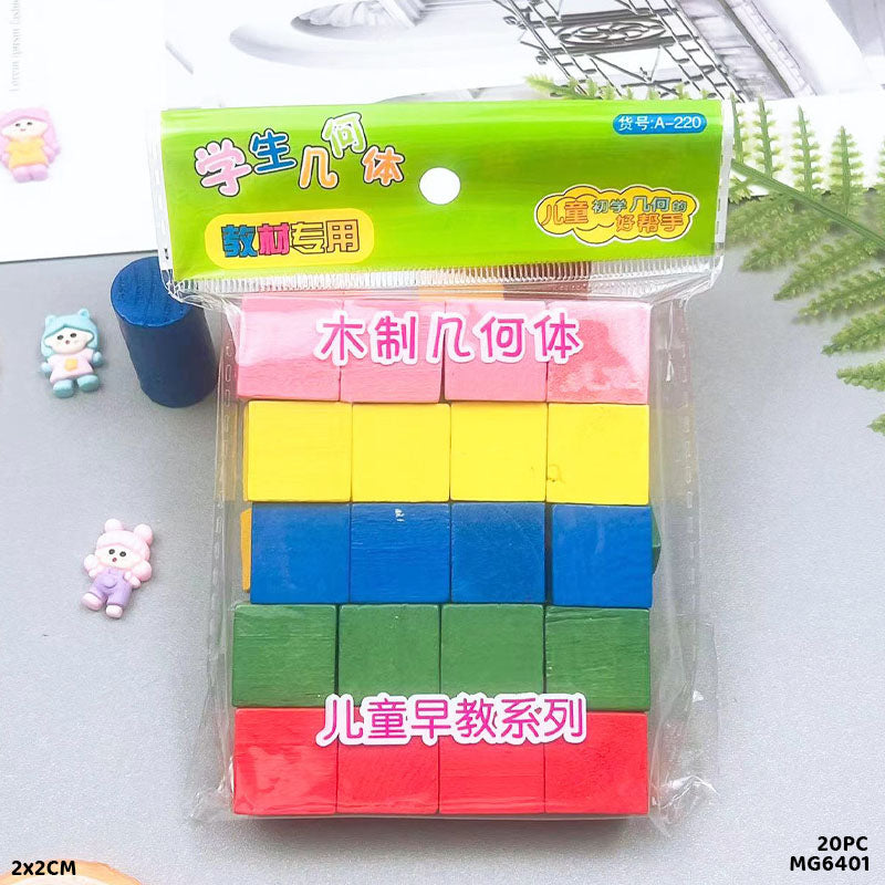 Mg6401 Craft Wood Block 20Pc 2X2Cm (A220)