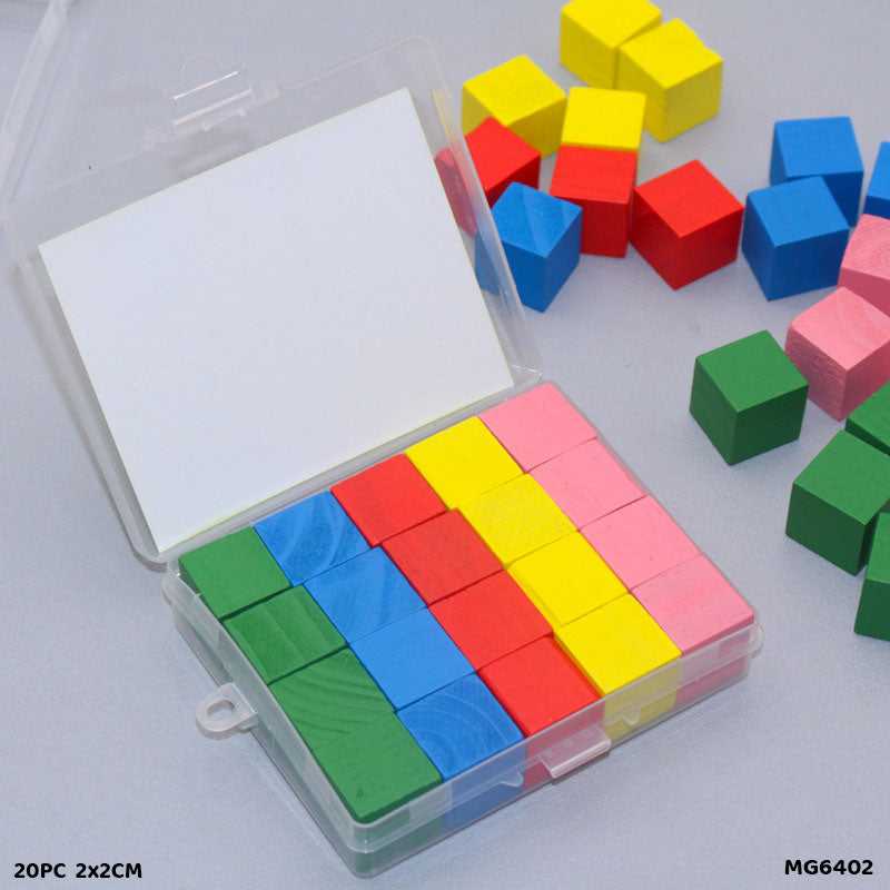 Mg6402 Craft Wood Block 20Pc With Box 2X2Cm (A005)