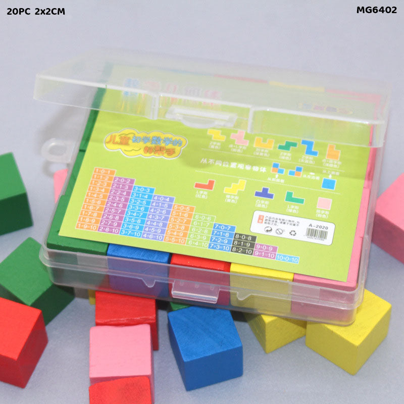 Mg6402 Craft Wood Block 20Pc With Box 2X2Cm (A005)